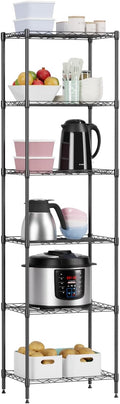 6 Tiers Wire Shelving 12" Dx17 Wx64 H Metal Frame Storage Shelves Easy Setup NSF Certified Storage Shelf Rack Shelf with Leveling Feet for Home Garage Kitchen Pantry, Black