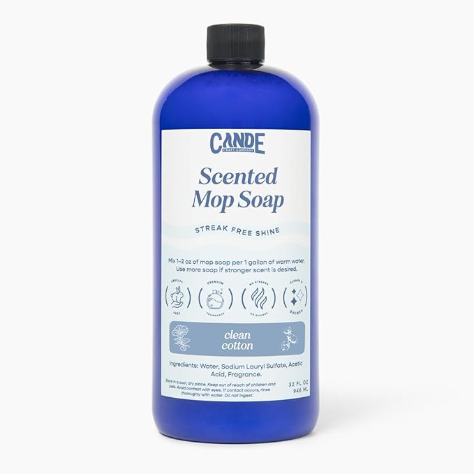 CANDE Mop Soap - Highly Scented Mop Soap, Luxury Floor Cleaner, Premium Fragranced Floor, Streak-Free Shine, 32 oz (Clean Cotton)