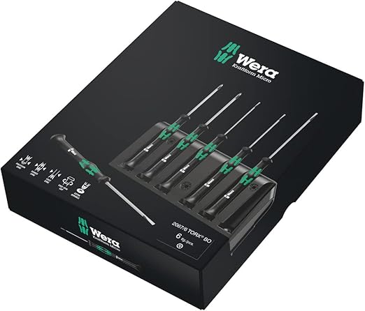 Wera 2067/6 Kraftform Micro Torx BO Tamper-Resistant Electronics Screwdriver Set and Rack, 6-Piece