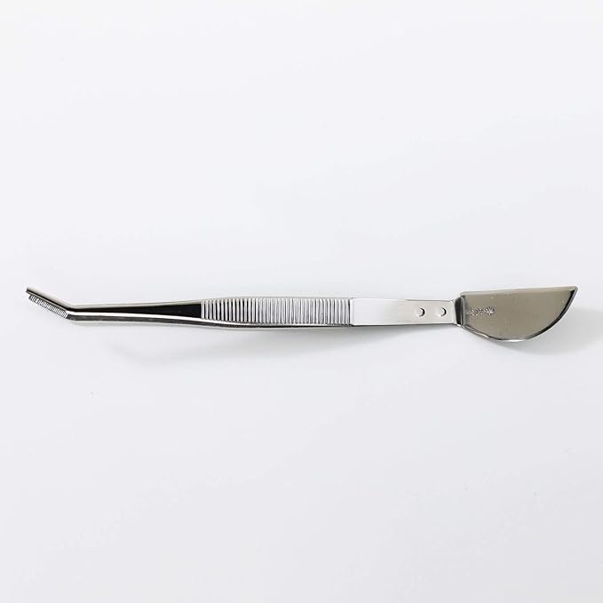 Wazakura Bonsai Curved Tip Tweezer with Spatula MADE IN JAPAN 8-1/4in(210mm) Stainless Steel
