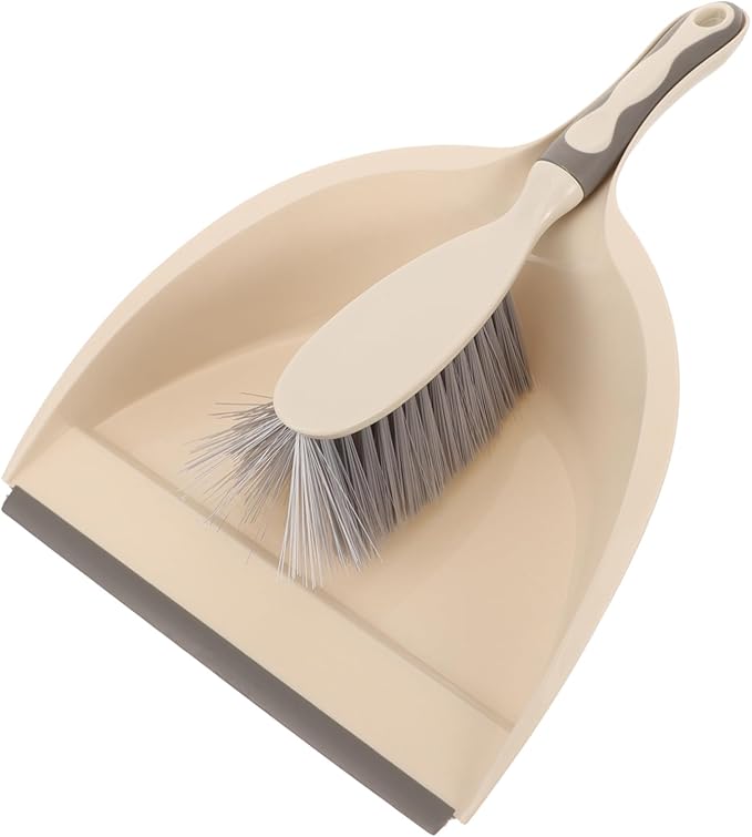 1Set Kitchen Desktop Cleaning Brush Broom Dustpan Kit Ergonomic Home Cleaning Accessory Durable and Flexible Bristles for Easy Dust Removal White
