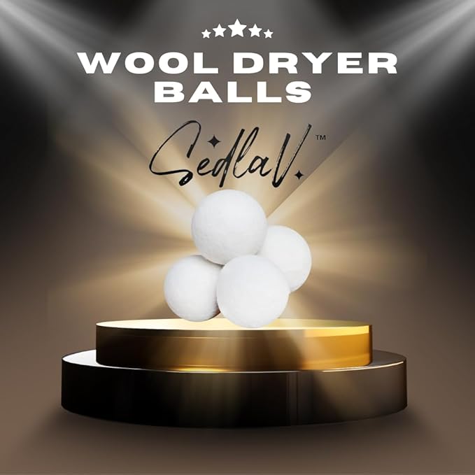SEDLAV Wool Dryer Balls for Dryer Wool Dryer Balls - Wool Laundry Balls for Dryer, Wool Dryer Balls Laundry Reusable, Natural Reusable Fabric Softener & Wrinkle Reducer – Chemical Free (6)