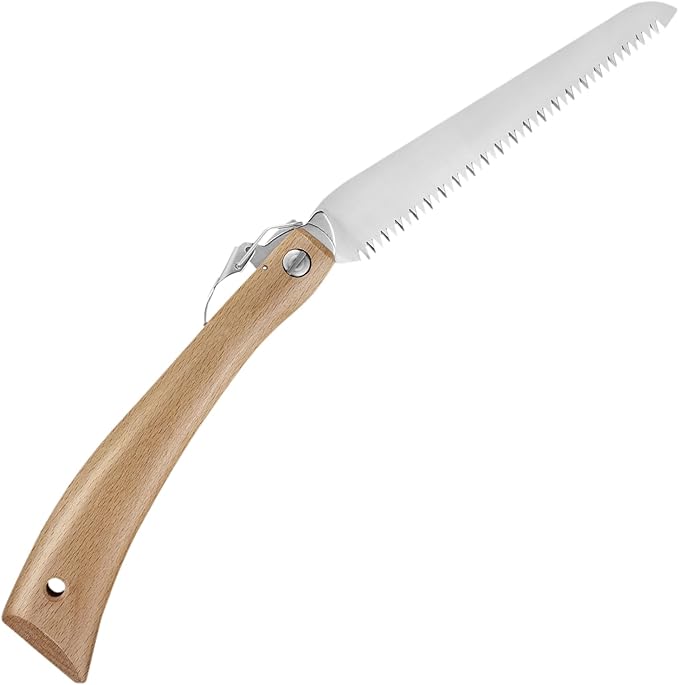 Opinel Folding Saw - Gardening and Camping Folding Carbon Steel Saw with Beechwood Handle