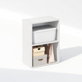Furinno Reed Closet Organizers and Storage, 2-Tier Closet Organizer, Open Shelf Closet Storage, for Wardrobe, Bedroom, Living Room, White