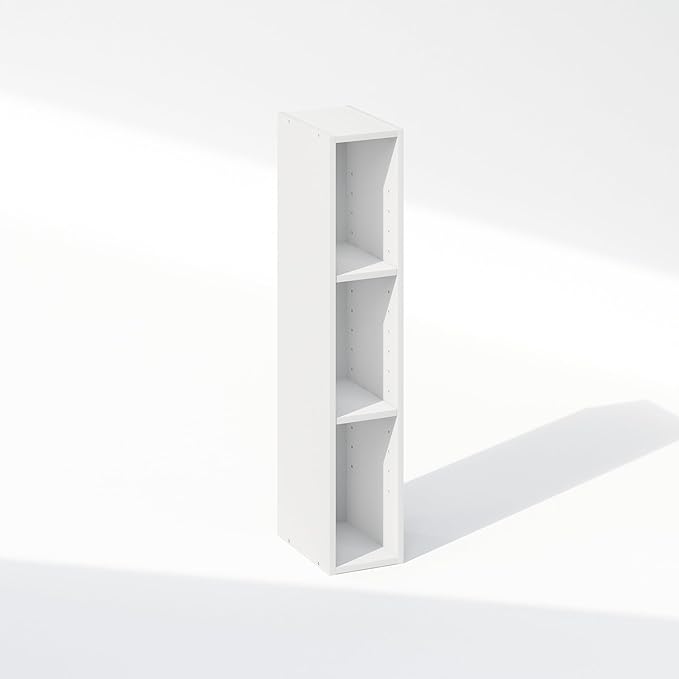 Furinno Reed 3-Tier Closet Organizers and Storage, Closet Organizer, Open Shelf Closet Storage, for Wardrobe, Bedroom, Living Room, 6-Inch Width, White
