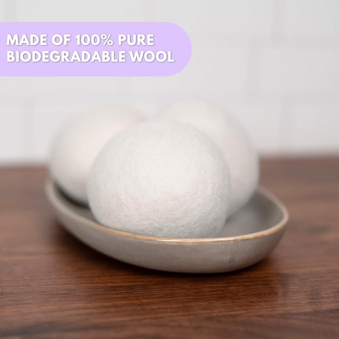 Lavender Scented Wool Dryer Balls – 6 XL Pack – Natural Fabric Softener, Reusable, Reduces Static, Reduces Wrinkles & Shortens Drying Time, Made W/Essential Oil, 100% Pure Wool