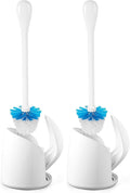 OXO Good Grips Compact Toilet Brush & Canister, Toilet Bowl Brush and Holder with Automatic Canister Door, Bathroom and Small Spaces Cleaning Supplies Essential (Pack of 2)