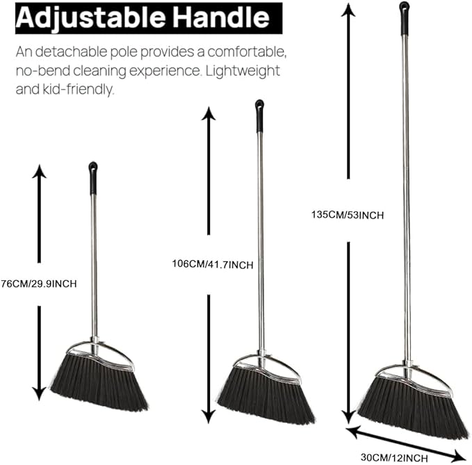 Indoor Soft Bristles Sweeping Broom,Long Handle Kitchen Angle Broom for Floor Cleaning Home Office Hardwood