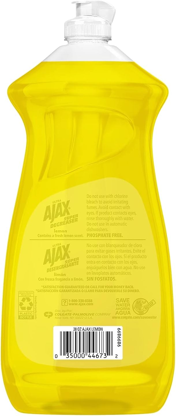 Ajax 44673 Dish Detergent Lemon Scent 28 oz Bottle 9/Carton
