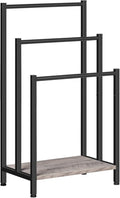 HOOBRO Free Standing Towel Rack, 3 Tier Blanket Rack, Blanket Holder for Bathroom, 16.9" L x 11" W x 31.9" H, Industrial Metal Drying and Display Rack with Shelf, Greige and Black BG03LB01