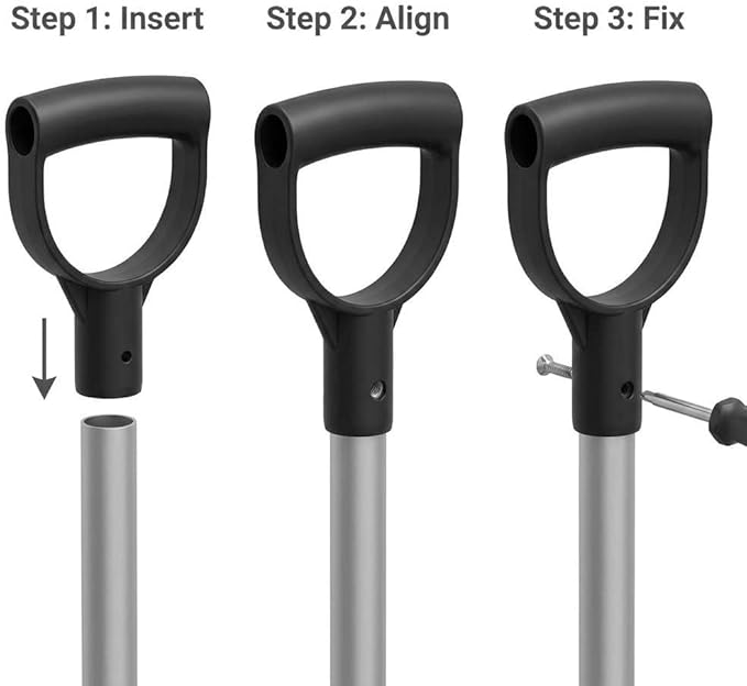 QWORK Shovel Grip Handle, 1-1/8" Inside Diameter PVC D-Shaped Grip Shovel Handle Replacement for Digging Raking Tools