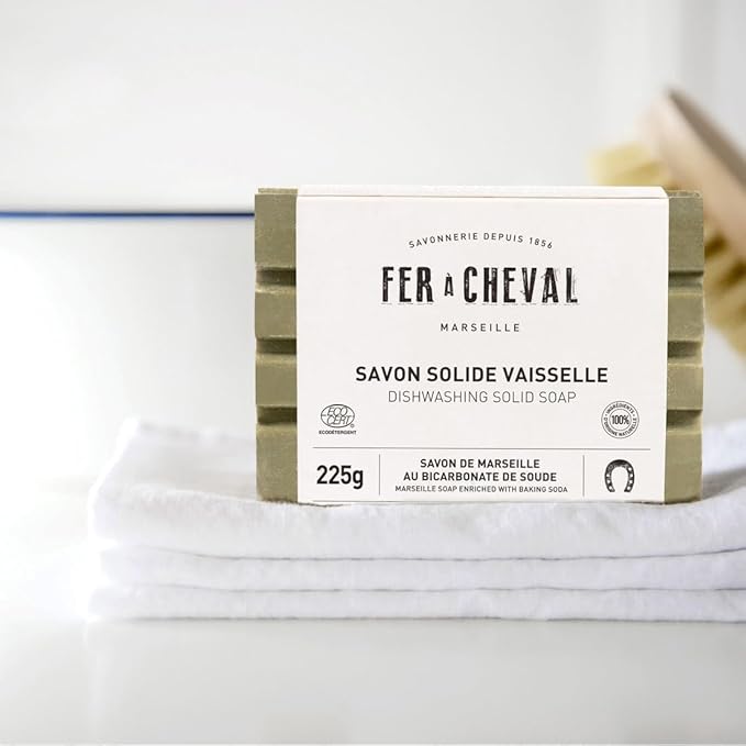 Fer à Cheval Marseille Dishwashing Soap, Olive Oil Based, Made in France - Bar Dish Soap, 225 g/7.94 oz, 2 Pack