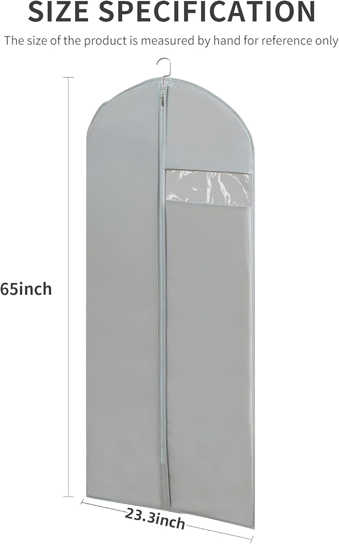 Dress Bags for Gowns Long, 65'' Long Dress Clear Garment Bag(Set of 4, 23.3'' X 65'')