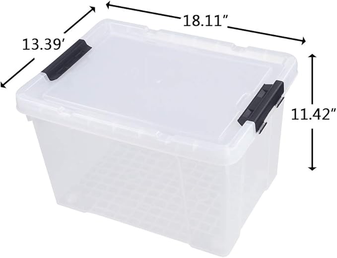 40 Quart Clear Plastic Storage Box with Lid and Wheels, Large Storage Bin, 4 Packs