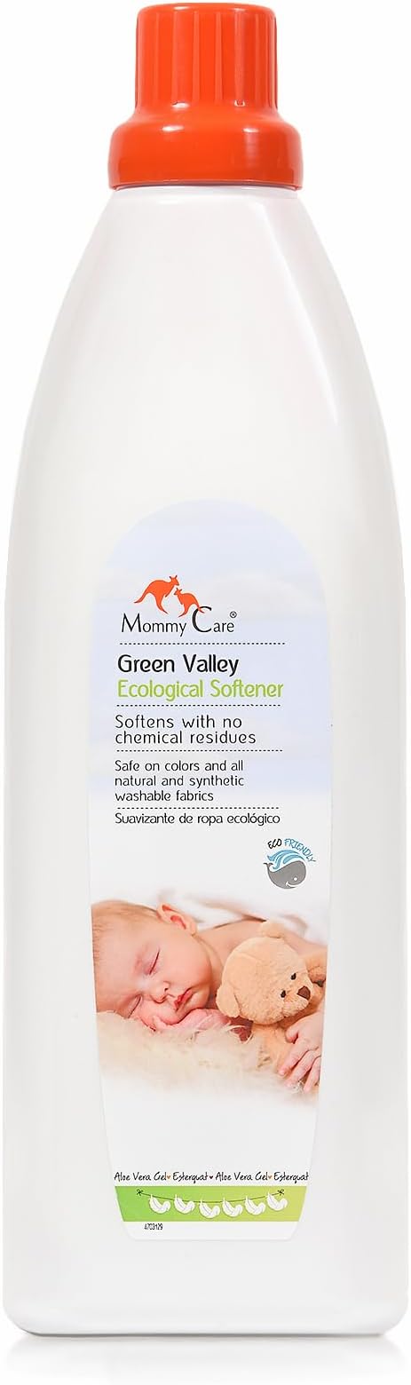 Mommy Care Eco Friendly Organic Fabric Softener - Green Valley Scent – Liquid Laundry Fabric Softener Safe for Babies and Sensitive Skin – Natural Ingredients 33.8 fl.oz