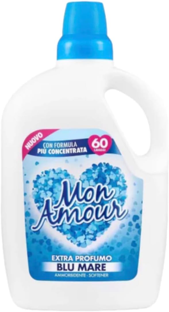 Mon Amour Fabric Softener, Blu Mare Scent, Extra Profumo, Concentrated Formula, 60 Washes