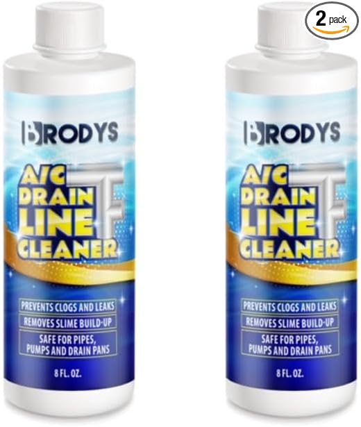 Brodys - A/C HVAC Drain Line Cleaner, 8oz Bottle, (Great to use at home, in the office, at restaurants and large commercial buildings), AC Drain Line Condensate Cleaner (2 Pack)