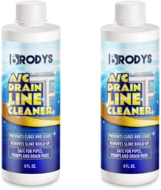 Brodys - A/C HVAC Drain Line Cleaner, 8oz Bottle, (Great to use at home, in the office, at restaurants and large commercial buildings), AC Drain Line Condensate Cleaner (2 Pack)