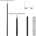 Squeegee for Shower Glass,Shower Squeegee for Glass Doors,Telescopic Window Squeegee for High Windows,Includes Towel Sleeves,Replacement Silicone Blade&Hooks,2 in 1 Queegee for Window Cleaning Kit