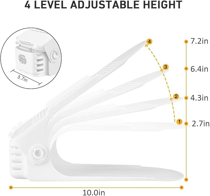 Shoe Slots Organizer 36 Pack - Shoe Organizer Space Saver 50%,Adjustable Thickening Shoe Stackers for a pair of Shoes,Shoe Storage Shoe Rack Holder for closet organization,organizador de zapatos,White