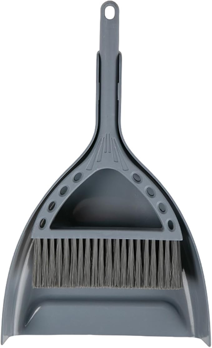 Mini Broom and Dustpan Set Small Dust pan and Brush Set Perfect for Desk Office Camping Dorm RV Essentials (Blue Gray)