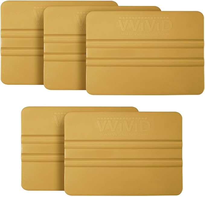 VViViD Gold Vinyl Wrap Squeegee - Nylon-Reinforced Tool for Car Wraps, Window Tint & Decals - (5 Pack)