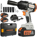 COMOWARE Cordless Impact Wrench, 1/2 Inch 1000N.m (780Ft-lbs) High Torque 20V Brushless Power Impact Driver Kit for Automotive DIY, 4.0Ah Li-ion 2 Battery, 5 Pcs Impact Sockets with Case