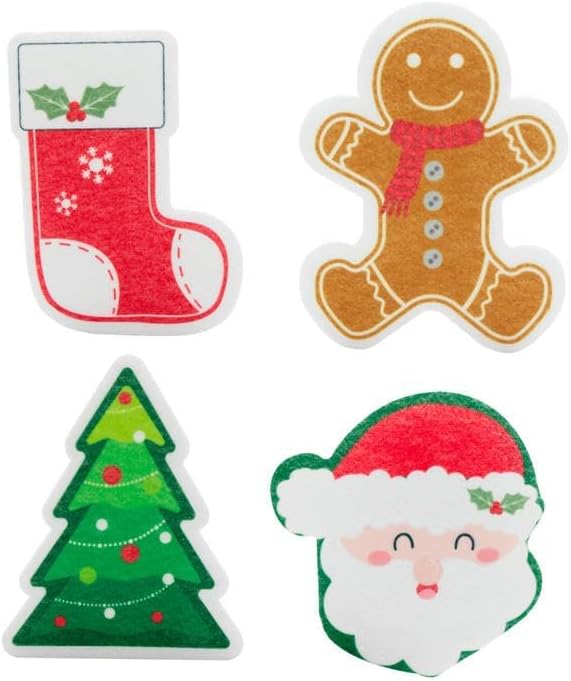 Cartoon Christmas Kitchen Sponges Reusable, Dish Sponge for Washing Dishes,Heavy Duty Scrub Sponge,Double-Side Design, Durable & Long-Lasting with Hign Density Sponge,4pack (Christmas sponges)