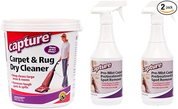 Capture Carpet & Rug Dry Cleaner (2.5lb) & Pre-Mist Soil Release for Carpet Dry Cleaner, Carpet Cleaning Pre Spray (2 Pack) - Bundle