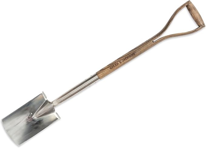 Spear & Jackson Traditional Stainless Border Spade, Mirror-Polished Stainless Steel Head, Weatherproofed Hardwood Shaft, Ergonomic Wishbone Handle