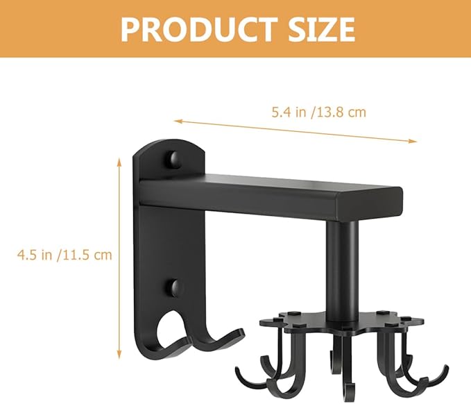 FRCOLOR Rotatable 8-Claw Kitchen Utensil Hooks Black Thickened Space Aluminum Alloy Swivel Wall Mount Organizer for Hanging Cooking Tools and Measuring Cups