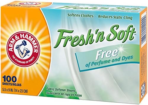 Arm & Hammer Fabric Softener Sheets, Free of Perfumes and Dyes, 100 ct