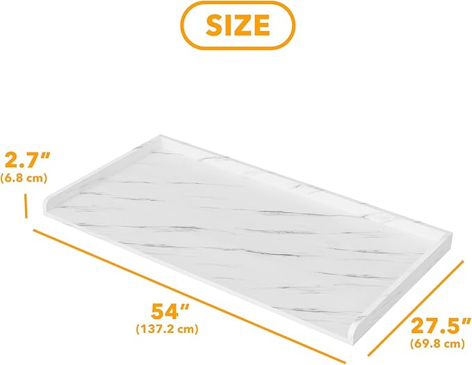 SpaceAid Washer Dryer Countertop, Laundry Wood Shelf Topper with Edge, 54" Width x 27.5" Depth Cover Guard Organizer for Washer and Dryer Laundry Hamper Counter Storage Organization (White Marble)