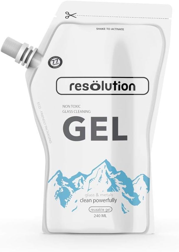 Ooze Resolution Gel Glass Cleaner (1 Pack 240ML) Liquid Cleaning Solution Natural Clay-Based Non-Toxic Formula Glass and Metal Cleaner - Reusable Glass Cleaner - Non Abrasive Grunge Off