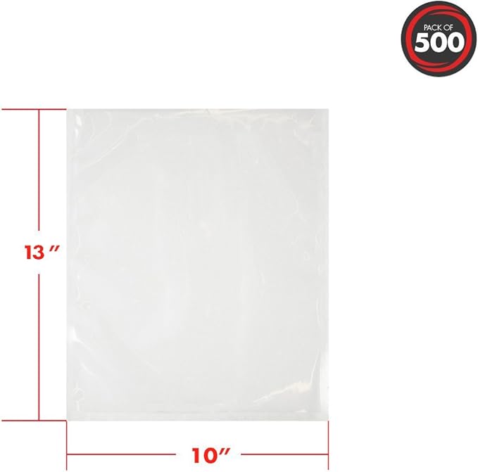 UltraSource - Chamber Machine Pouches 3 Mil Thickness, 10" x 13", Pack of 500 Vacuum Chamber Pouches, BPA-Free Pre-Cut Chamber Vacuum Sealer Bags with tear notch