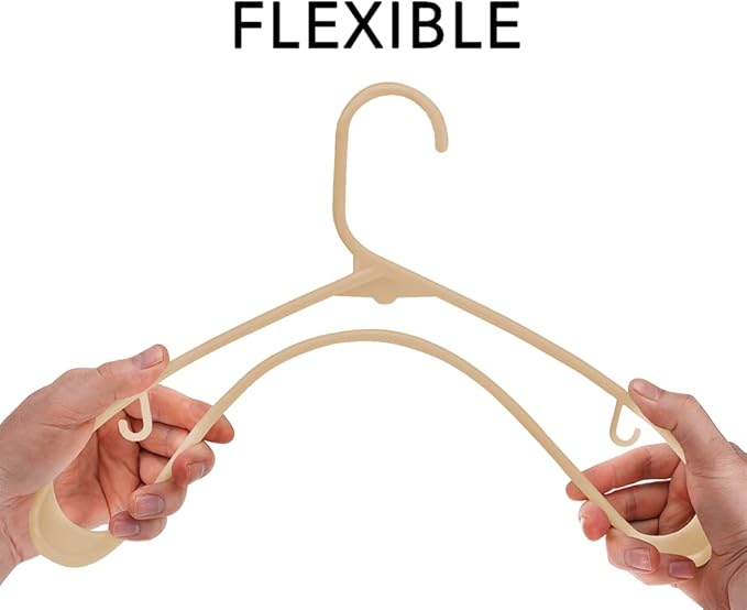 Sharpty Plastic Hangers Clothes Hangers for Clothing, Closet, Coats & Shirts - Durable & Space Saving - for Everyday Standard Use, Room Essentials & Basics - 20 Pack - Beige
