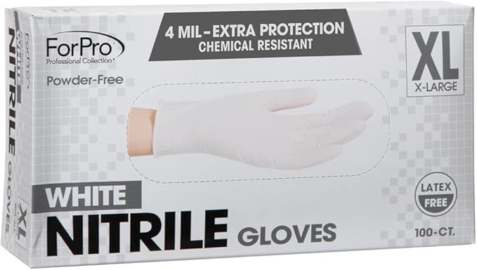 ForPro Disposable Nitrile Gloves, Chemical Resistant, Powder-Free, Latex-Free, Non-Sterile, Food Safe, 4 Mil