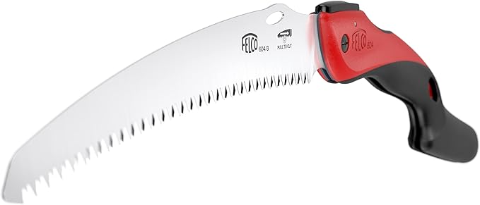 FELCO 604 Folding Pruning Saw –Curved Pull-Stroke Saw for Tree Trimming & Elevated Cut | Tree Branch Cutter | Folding Handsaw with Chrome-Plated 10" Blade, Non-Slip Handle, Blade Lock, Swiss Precision