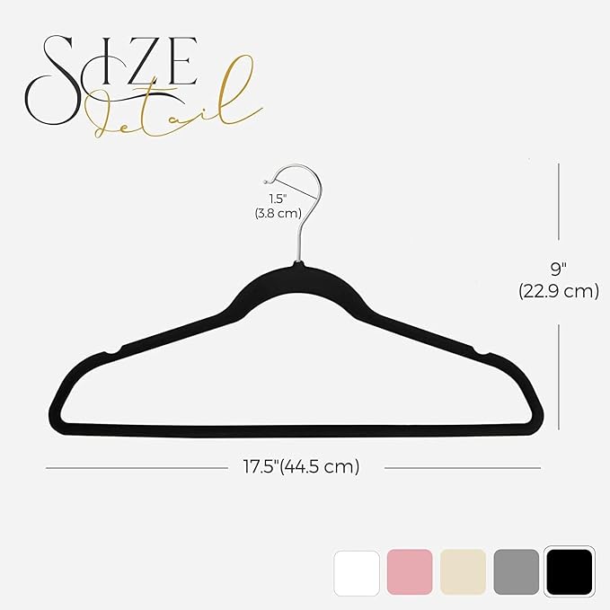 HOUSE DAY Black Velvet Hangers 300 Pack, Premium Clothes Hangers Non-Slip Felt Hangers, Sturdy Black Hangers Heavy Duty Coat Hangers, Durable Suit Hangers, Space Saving No Hanger Mark Rotating Hook