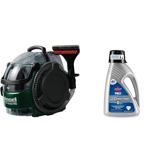 BiSSEll Little Green Pro Commercial Spot Cleaner BGSS1481 & Bissell 78H63 Deep Clean Pro 4X Deep Cleaning Concentrated Carpet Shampoo, 48 Ounces - Silver