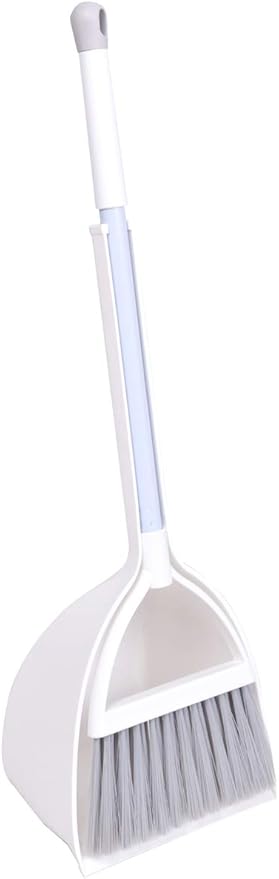 Mini Broom and Dustpan, Home Kitchen Sweeping for Kids(White+Gray)