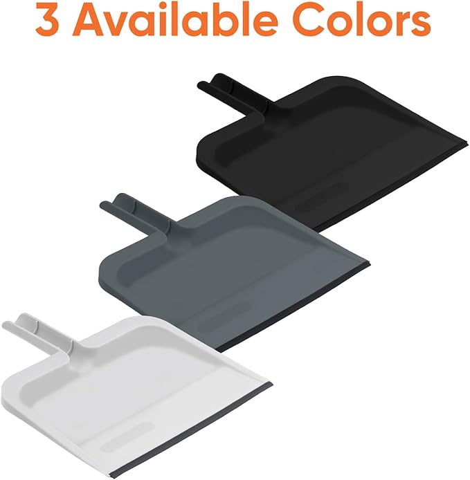 Superio Clip-On Dustpan with Rubber Lip - 10-inch Wide Durable Plastic Dust Pan with Comfort Grip Handle, White, 3-Pack