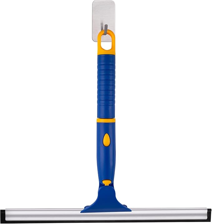 ITTAHO 10" Swivel Window Cleaning Squeegee, All-Purpose Anti-Slip Window Squeegee with 2 Blades, Window Cleaner Tool Bathroom Squeegee for Shower Doors, Tile Shower Walls，Mirrors,Car Windshields