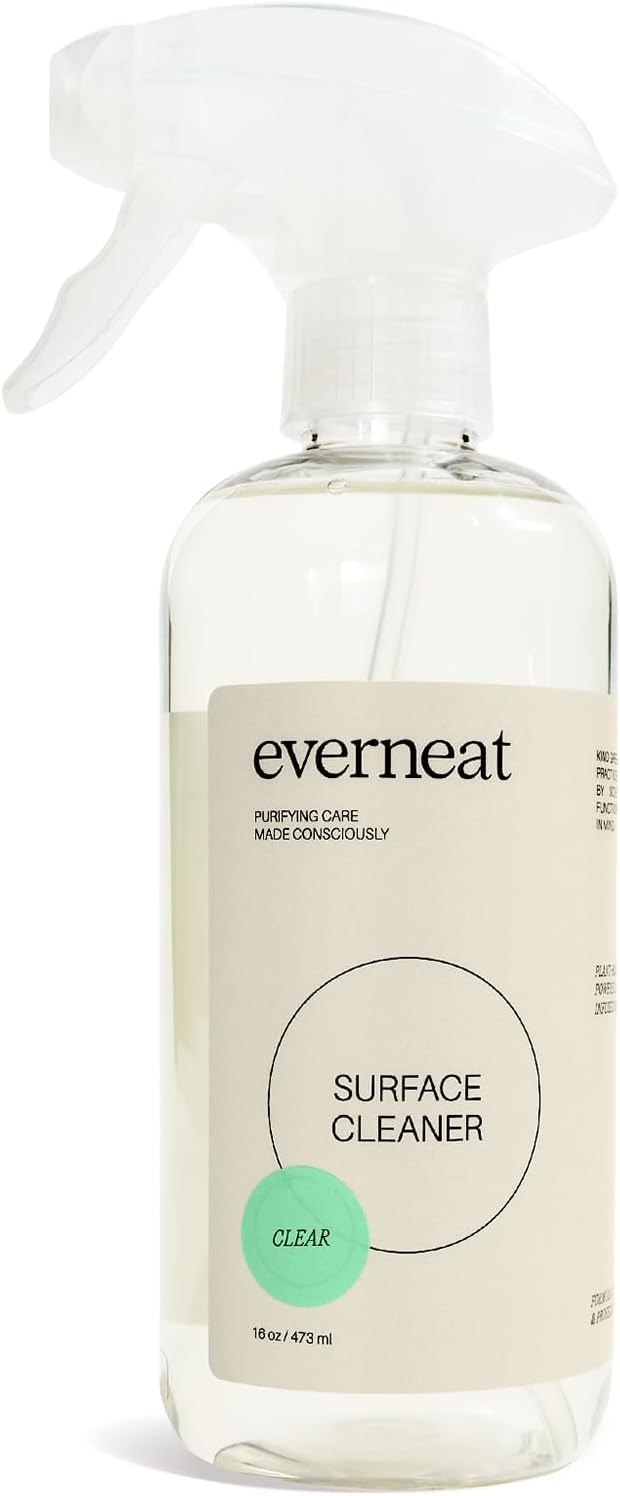 Everneat Probiotic Surface Cleaner Concentrate – Cleans for Days, Refillable, Non-Toxic | Plastic Spray Bottle | Unscented | 1 oz (Just Add Water)