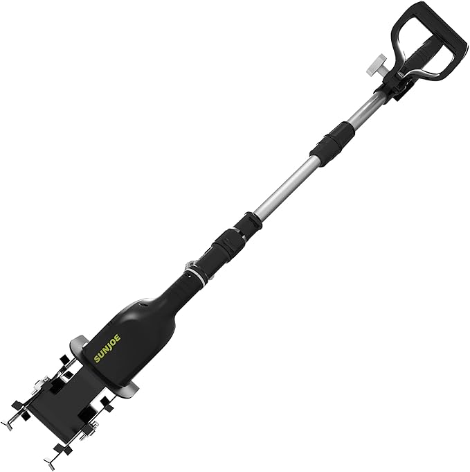 Sun Joe Cordless Garden Tiller & Cultivator with Telescopic Pole, Auxiliary Handle & 6-Inch Steel Blades, 24V, Tool Only - Heavy-Duty Tilling Machine for Lawn, Yard, and Gardening Care, 24V-TLR-CT