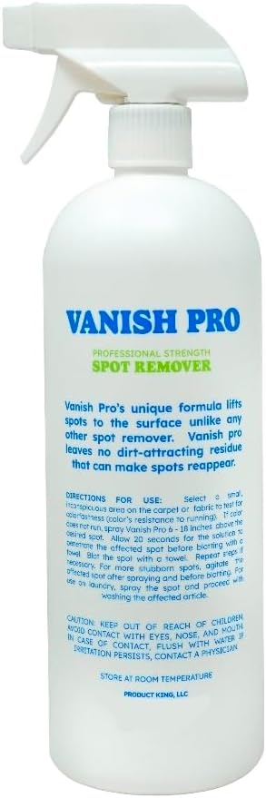 Vanish Pro Pet Stain & Odor Remover – Professional Strength Carpet & Upholstery Cleaner – Removes Dog & Cat Urine, Food, Coffee & Wine Stains – Safe for Pets & Kids – 32 oz (Made in USA)