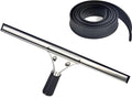 Professional Stainless Steel Handle Water Wiper Window Glass Squeegee with Replacement Rubber Blade 105cm 41inch (Black, 18in/45cm+Blade)