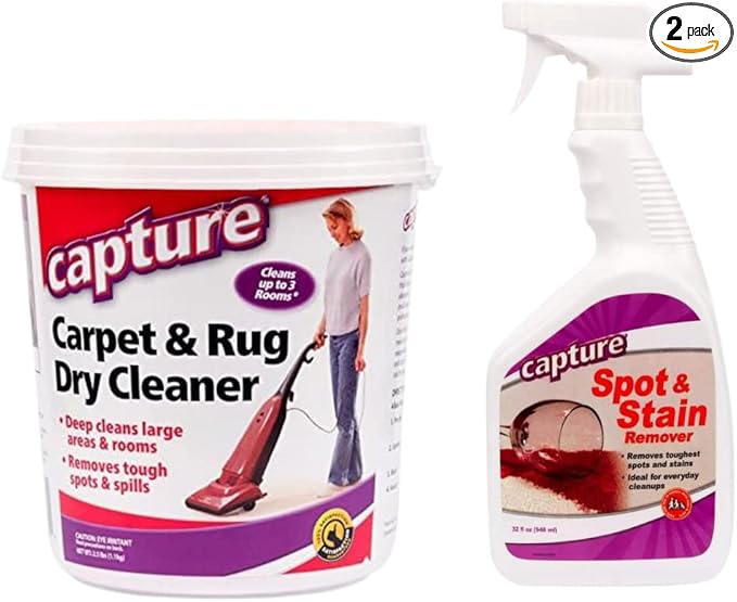 Capture Carpet & Rug Dry Cleaner (2.5lb) Spot and Stain Remover (32 oz), Couch, Sofa Cleaner and Stain Remover - Bundle