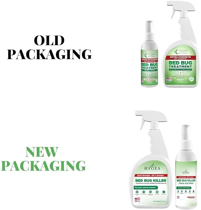 Hygea Natural Extra-Strength Bed Bug DIY Kit - unique, Odorless, Child & Pet Friendly - All water-friendly surfaces - 1 Bed Bug Spray (24 oz) & 1 Bed Bug Travel Spray in TSA Approved Size (3 oz)