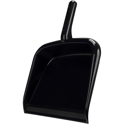 SPARTA Large Handheld Dustpan with Hanging Hole, Heavy-Duty Plastic Dustpan with Wide Lip for Countertops and Surfaces, Plastic, 10 Inches, Black, (Pack of 12)